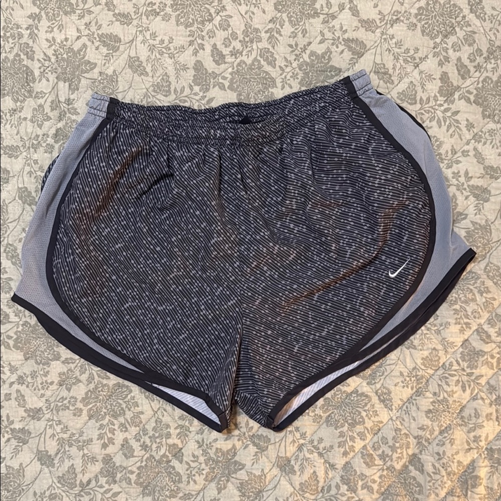 Nike Black and Gray Athletic Shorts with Elastic Waistband